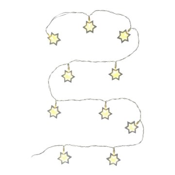 Διακοσμητική γιρλάντα LED, 10 LED, λειτουργεί με 2 μπαταρίες AA, μήκος 1,8 m, θερμό λευκό