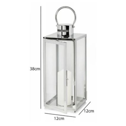 Διακοσμητικό φανάρι 38 εκ., σε γυαλιστερό χρώμιο