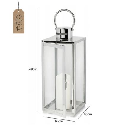 Διακοσμητικό φανάρι 49 cm σε γυαλιστερό χρώμιο