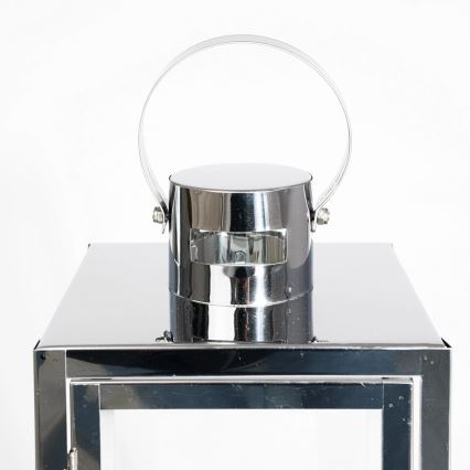 Διακοσμητικό φανάρι 63 εκ. σε γυαλιστερό χρώμιο