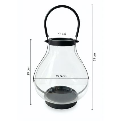 Διακοσμητικό φανάρι GLASSY 25 εκ. μαύρο