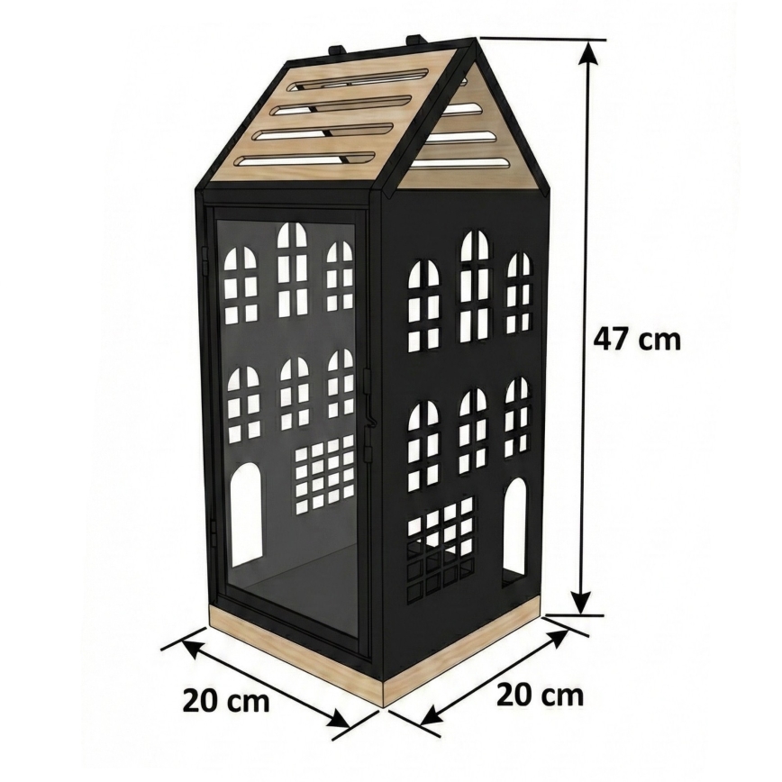 Διακοσμητικό φανάρι HOME 47,5 cm μαύρο/μπεζ