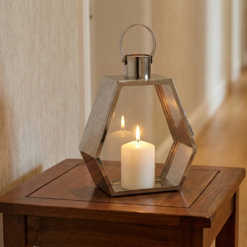 Διακοσμητικό φανάρι PALACE 34 εκ. γυαλιστερό χρώμιο