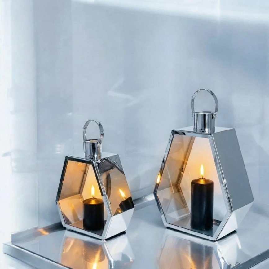 Διακοσμητικό φανάρι PALACE 34 εκ. γυαλιστερό χρώμιο