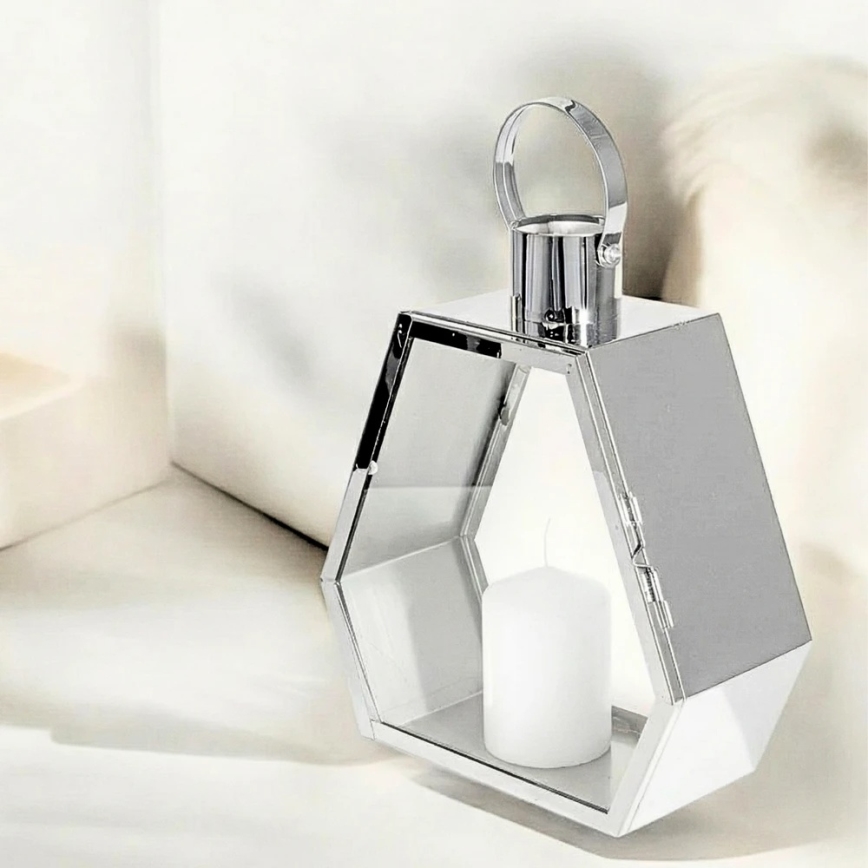 Διακοσμητικό φανάρι PALACE 34 εκ. γυαλιστερό χρώμιο