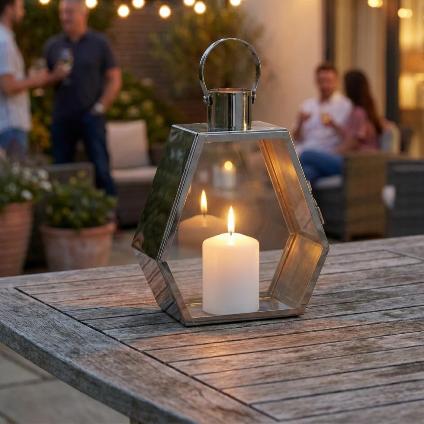 Διακοσμητικό φανάρι PALACE 43 cm σε γυαλιστερό χρώμιο