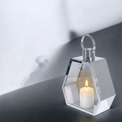 Διακοσμητικό φανάρι PALACE 43 cm σε γυαλιστερό χρώμιο