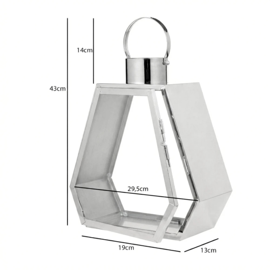Διακοσμητικό φανάρι PALACE 43 cm σε γυαλιστερό χρώμιο