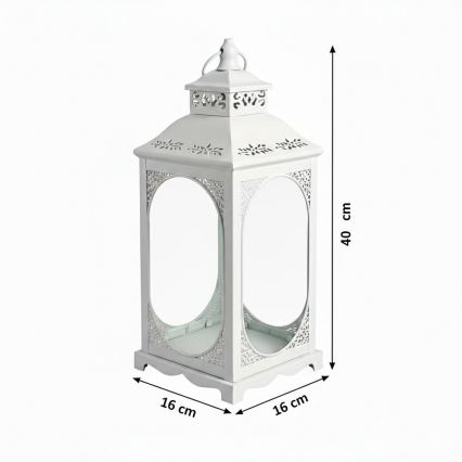 Διακοσμητικό φανάρι ROSEHILL 27,5 cm σε λευκό