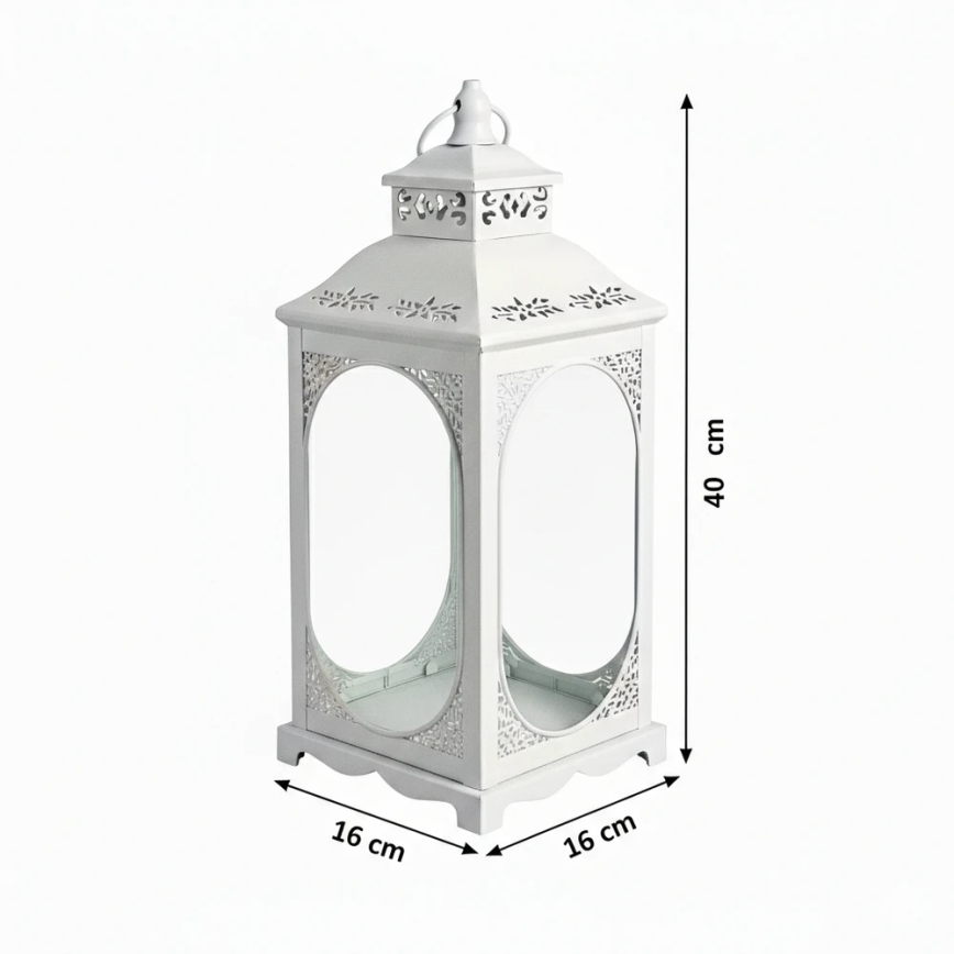 Διακοσμητικό φανάρι ROSEHILL 40 cm λευκό