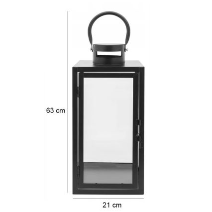 Διακοσμητικό φανάρι ύψους 63 εκ., σε μαύρο χρώμα