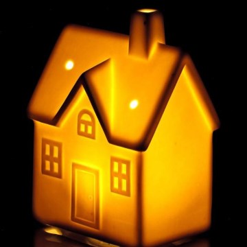 Διακοσμητικό LED πορσελάνης  LED/3xLR44/θερμό λευκό σπιτάκι λευκό