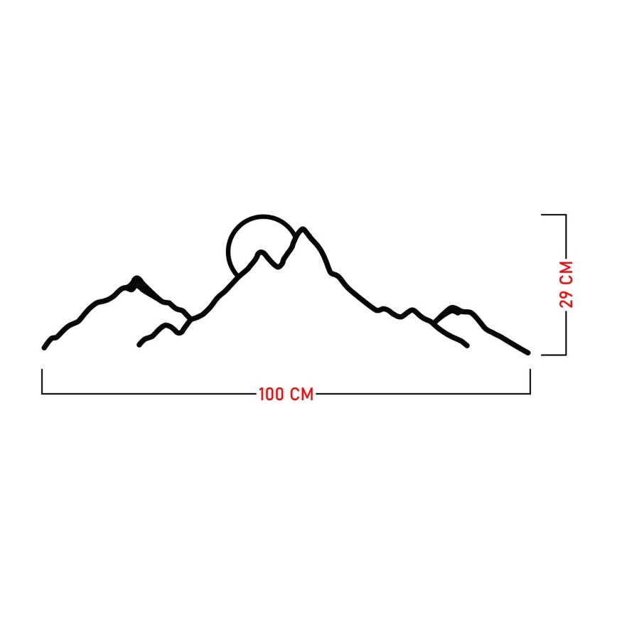 Διακοσμητικό τοίχου 100x29 cm βουνά	 μεταλλικό