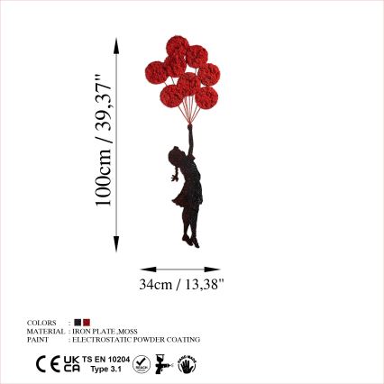 Διακοσμητικό τοίχου 100x34 cm κορίτσι μεταλλικό/βρύα