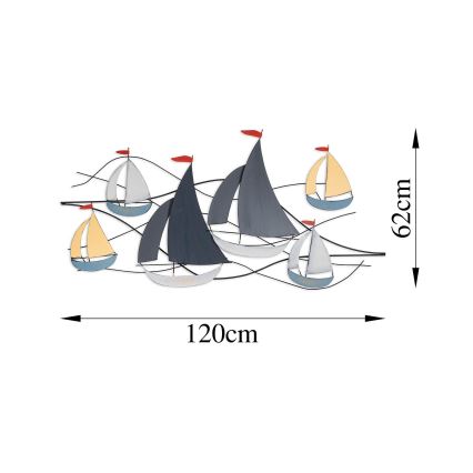 Διακοσμητικό τοίχου 120x60 cm ιστιοπλοϊκά μεταλλικό