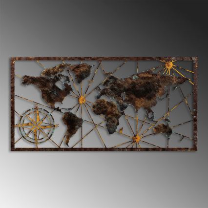 Διακοσμητικό τοίχου 120x60 cm  παγκόσμιος χάρτης μεταλλικό