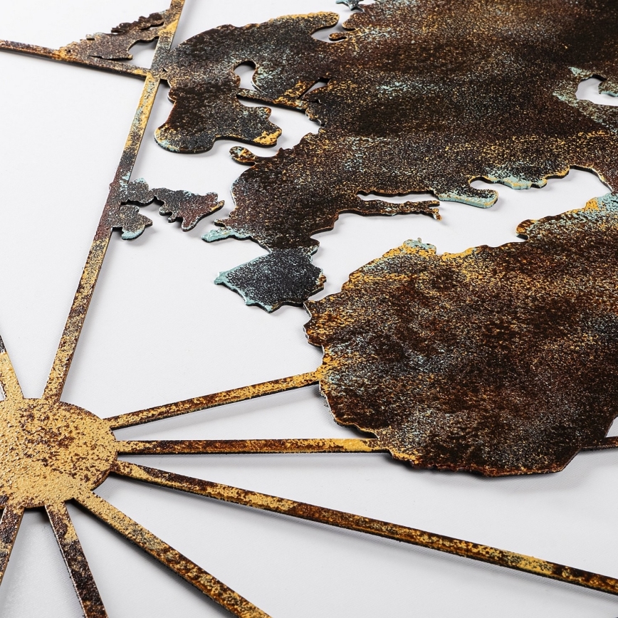 Διακοσμητικό τοίχου 120x60 cm  παγκόσμιος χάρτης μεταλλικό