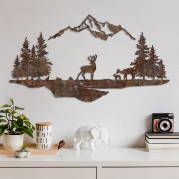 Διακοσμητικό τοίχου 2 τμχ 70x38 cm ελάφι μεταλλικό/καφέ