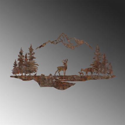 Διακοσμητικό τοίχου 2 τμχ 70x38 cm ελάφι μεταλλικό/καφέ