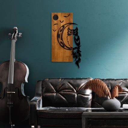 Διακοσμητικό τοίχου 36x66 εκ. κουκουβάγια ξύλο/μέταλλο