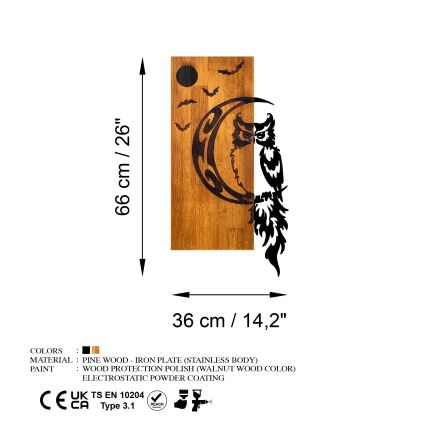 Διακοσμητικό τοίχου 36x66 εκ. κουκουβάγια ξύλο/μέταλλο