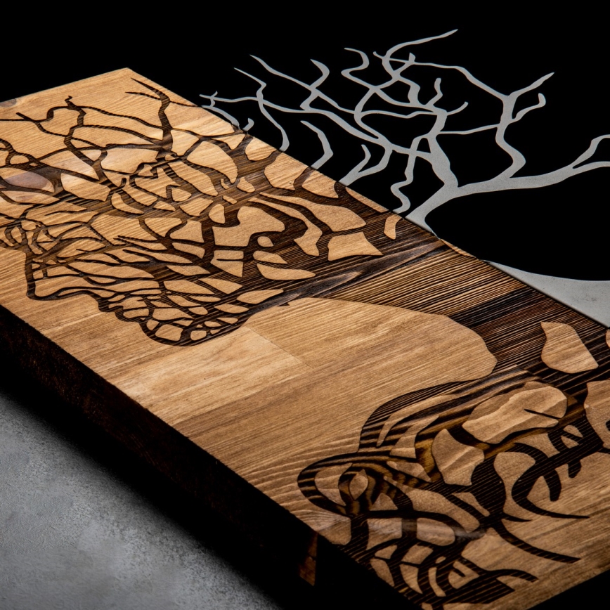 Διακοσμητικό τοίχου 45x58 εκ. δέντρο της ζωής ξύλο/μέταλλο