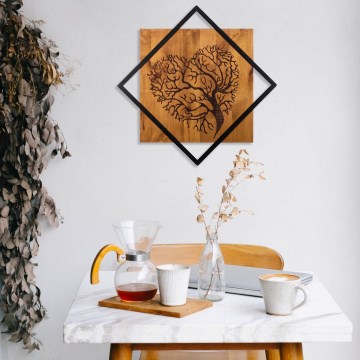 Διακοσμητικό τοίχου 54x54 εκ. δέντρο ξύλο/μέταλλο