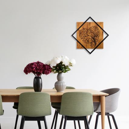 Διακοσμητικό τοίχου 54x54 εκ. δέντρο ξύλο/μέταλλο