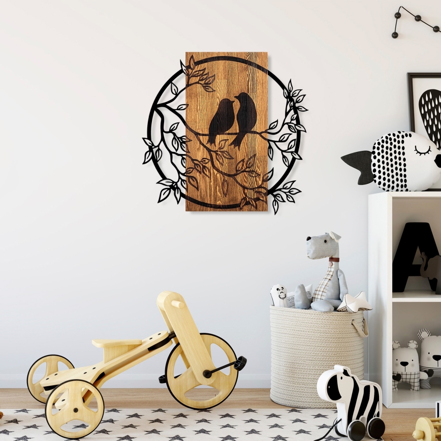 Διακοσμητικό τοίχου 59x57 εκ. πουλιά ξύλο/μέταλλο