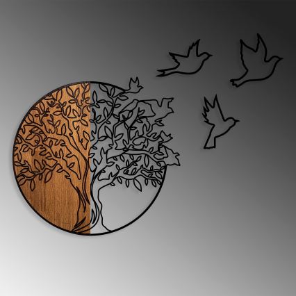 Διακοσμητικό τοίχου 60x56 εκ. δέντρο και πουλιά ξύλο/μέταλλο
