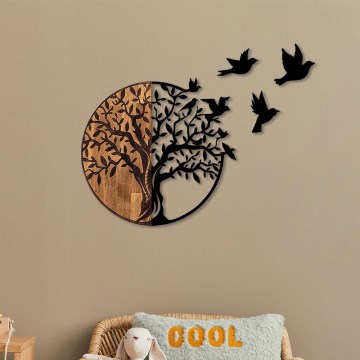 Διακοσμητικό τοίχου 71x92 εκ. δέντρο ξύλο/μέταλλο