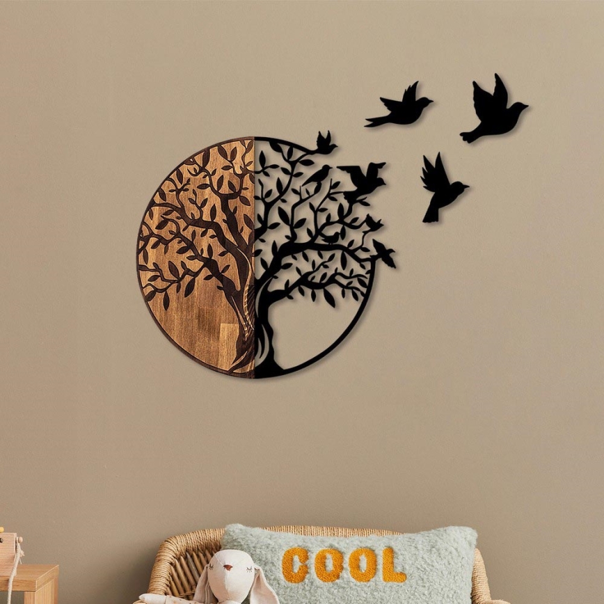 Διακοσμητικό τοίχου 71x92 εκ. δέντρο ξύλο/μέταλλο