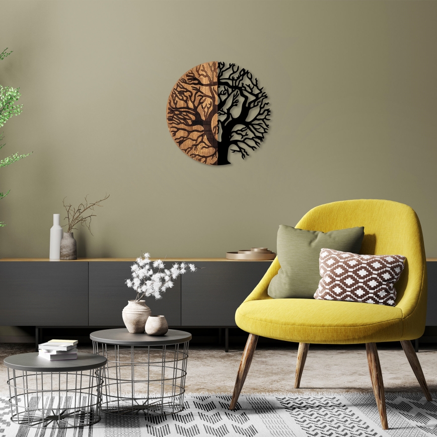 Διακοσμητικό τοίχου διάμετρος 56 εκ. δέντρο ξύλο/μέταλλο