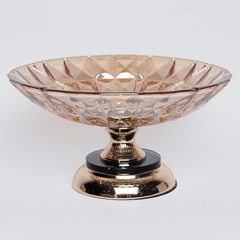 Διακοσμητικός δίσκος διάμετρος 29,5 cm καφέ/φιμέ