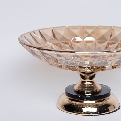 Διακοσμητικός δίσκος διάμετρος 29,5 cm καφέ/φιμέ