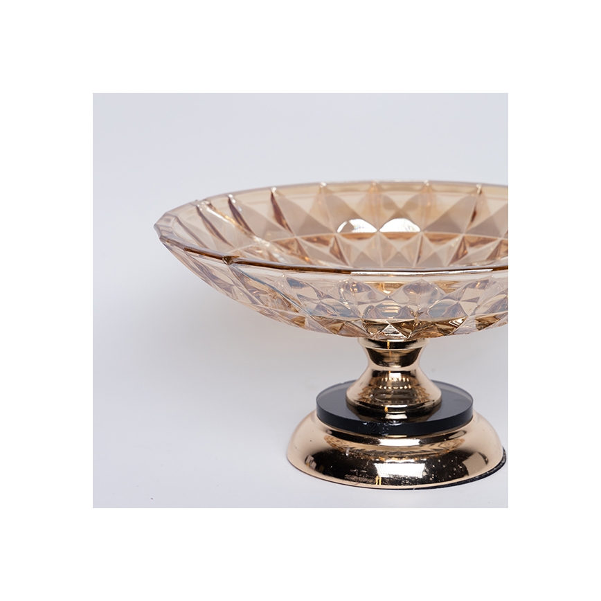 Διακοσμητικός δίσκος διάμετρος 29,5 cm καφέ/φιμέ