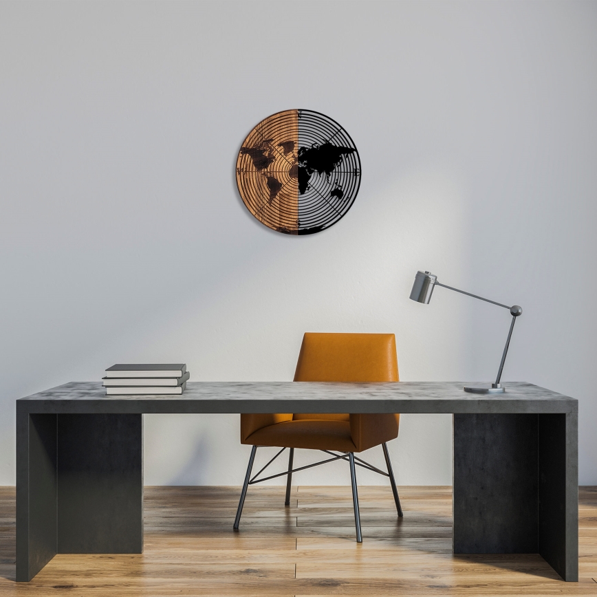 Διακοσμητικό τοίχου διάμετρος 56 εκ. χάρτης ξύλο/μέταλλο