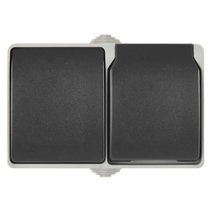 Διακόπτης εναλλασσόμενου ρεύματος οικιακός αρ. 6 με πρίζα 250V/16A IP44 γκρι