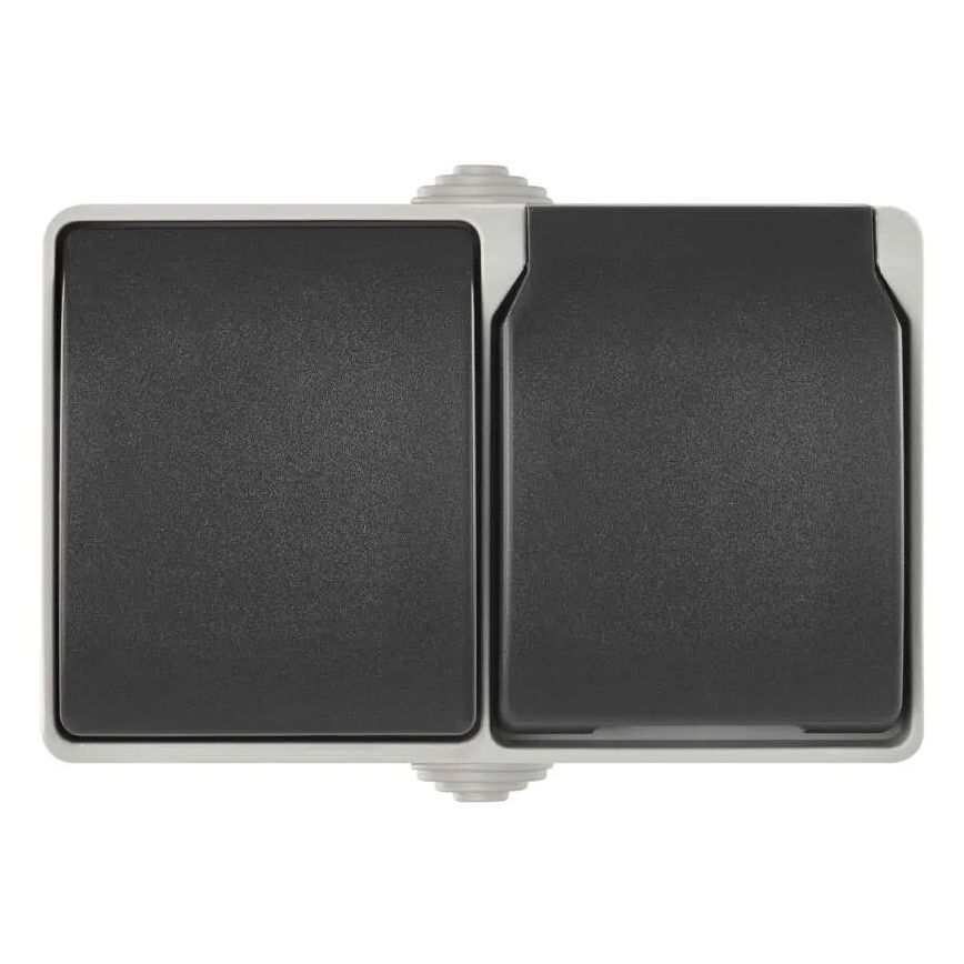 Διακόπτης εναλλασσόμενου ρεύματος οικιακός αρ. 6 με πρίζα 250V/16A IP44 γκρι