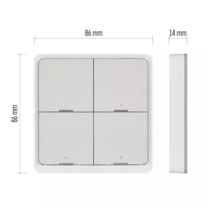 Διακόπτης τετραπλός GoSmart 1xCR2430 Tuya λευκό