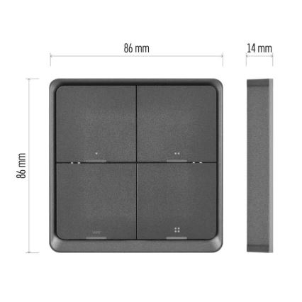 Διακόπτης τετραπλός GoSmart 1xCR2430 Tuya μαύρο