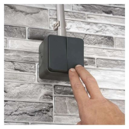 Διακόπτης τοίχου 2 πλήκτρων, εναλλασσόμενος, αρ. 6+6, IP55, ανθρακί