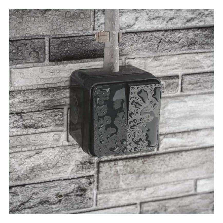 Διακόπτης τοίχου 2 πλήκτρων, εναλλασσόμενος, αρ. 6+6, IP55, ανθρακί