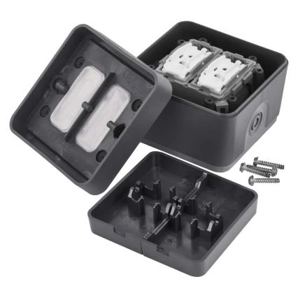 Διακόπτης τοίχου 2 πλήκτρων, εναλλασσόμενος, αρ. 6+6, IP55, ανθρακί