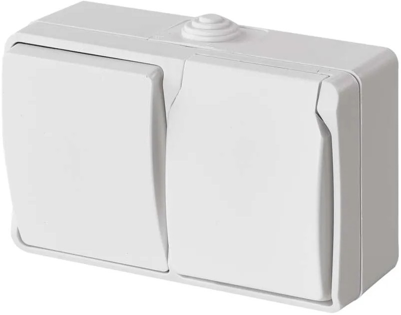 Διακόπτης εναλλασσόμενου ρεύματος οικιακός αρ. 6 με πρίζα 250V/16A IP44 λευκός