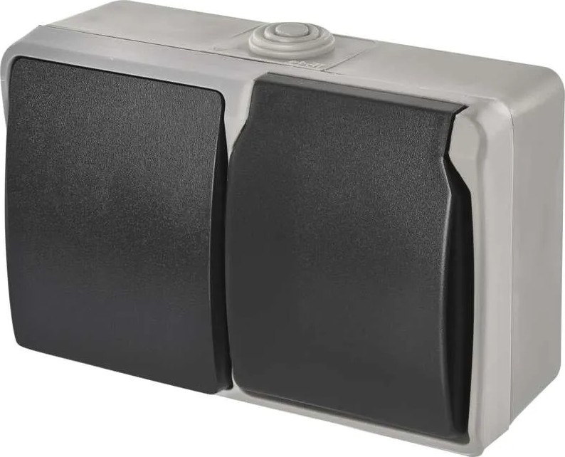 Διακόπτης εναλλασσόμενου ρεύματος οικιακός αρ. 6 με πρίζα 250V/16A IP44 γκρι