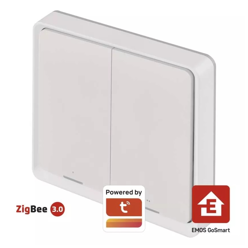 Διακόπτης διπλός GoSmart 1xCR2430 Tuya λευκό