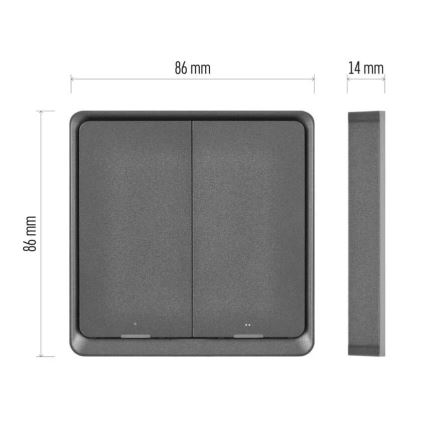 Διακόπτης διπλός GoSmart 1xCR2430 Tuya μαύρο