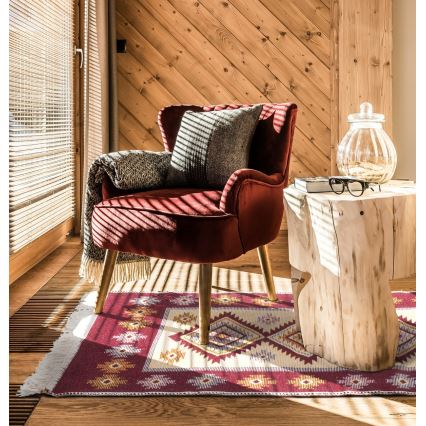 Διπλής όψης ανατολίτικο χαλί KILIM 80x150 cm κόκκινο/μπεζ