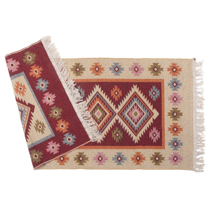 Διπλής όψης ανατολίτικο χαλί KILIM 80x150 cm κόκκινο/μπεζ